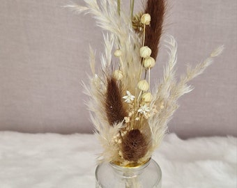 Mini dried flowers bouquet natural beige white cream boho bouquet dried flowers table decoration wedding birthday baptism dried flowers