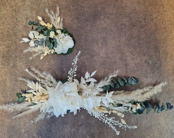 2 x Kleines Trockenblumen Gesteck, Dekoration zum Aufkleben /Hochzeitsschild Willkommensschild Eingangsschild oder Geschenk  Hochzeit