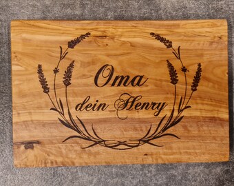 Olivenholz Frühstücksbrett Schneidebrett mit Gravur  Holz Geschenk  für Oma, Opa Weihnachtsgeschenk,Geburtstagsgeschenk