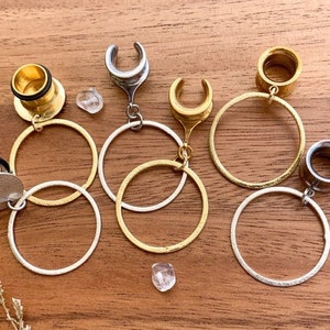 8g (3mm) - 1 3/16 (30mm) Small Brushed Hoops Drop Dangle Earrings Gauges/Earplugs Hider Plugs
