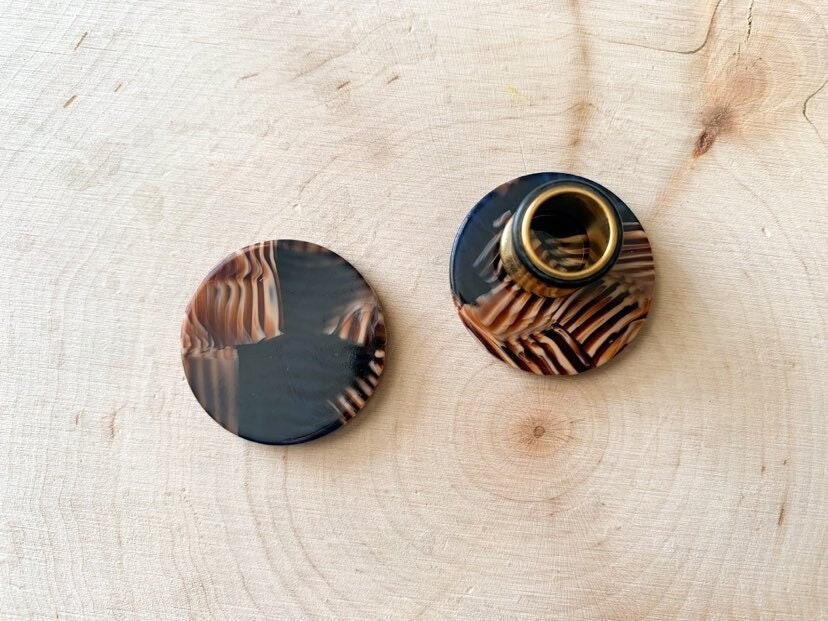 8g-5/8" (16mm) Brown and Navy Lightweight Stud Earrings Gauges/Earplugs Hider Plugs