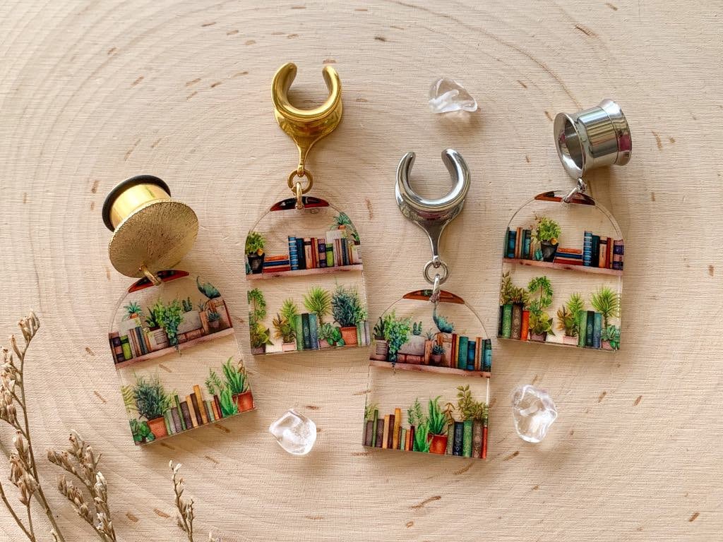 6g (4mm) - 1 3/16 (30mm)  Acrylic Bookshelf Hiders Drop Dangle Earrings Gauges/Earplugs Plugs