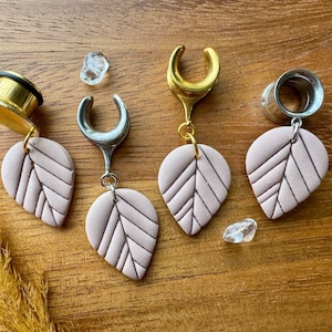 6g (4mm) - 1 3/16 (30mm) Polymer Clay Leaves Saddles Hiders Drop Dangle Earrings Gauges/Earplugs Plugs