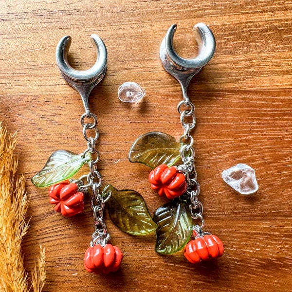 Pendientes colgantes con forma de calabaza de 2 g (6 mm) a 1 3/16 (30 mm) para tapones para los oídos