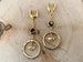 2g (6mm) - 1 3/16 (30mm) Gold Decorated Hoop Ft. Bee & Foiled Black Jewel Saddles Drop Dangle Earrings Gauges/Earplugs Plugs 