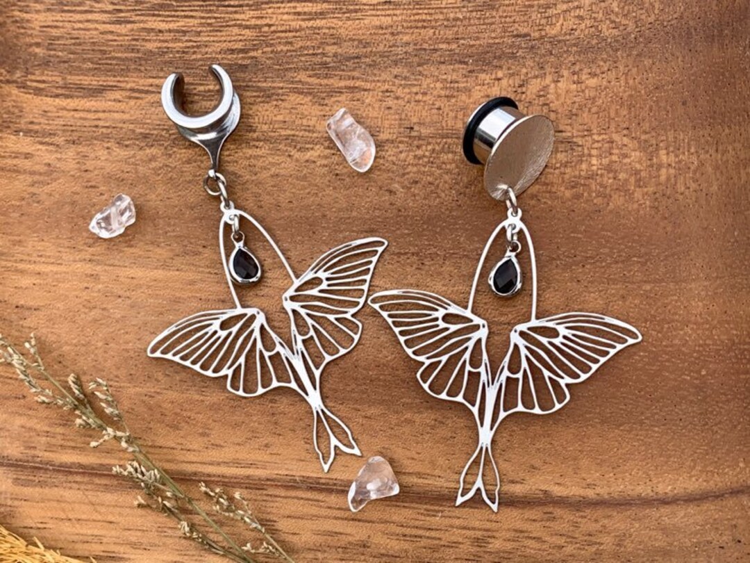 6g 4mm 1 3/16 30mm Silver Steel Moth With Gray Jewel Saddles Hiders