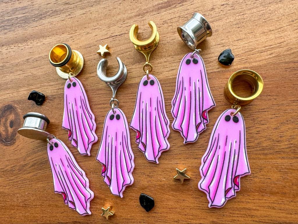 6g (4 mm) - 1 3/16 (30 mm) ゴールドまたはシルバー ピンク ゴースト