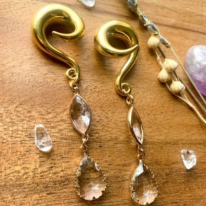 6g 2g 0g 00g Ganci per orecchini in vetro placcati in oro Orecchini pendenti leggeri Calibri/Tappi per le orecchie