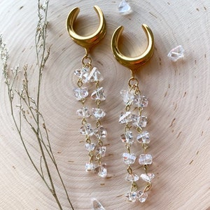 2g (6mm) - 1 3/16 (30mm) Strands of Faux Crystals Saddles Drop Dangle Earrings Gauges/Earplugs Plugs