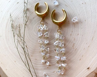 2g (6mm) - 1 3/16 (30mm) Strands of Faux Crystals Saddles Drop Dangle Earrings Gauges/Earplugs Plugs