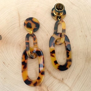 4g-1/2 &#39;(12 mm) braun/schwarz Acetat Doppel Hoop leichte Tropfen baumeln Ohrringe Gauges/Ohrstöpsel Hider Plugs