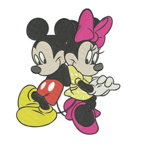 Machine embroidery design. Mouse with female Mouse. Cartoon mouse.
