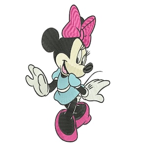 Machine embroidery design. Mouse with a bow. Cartoon mouse.