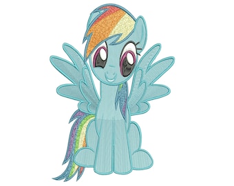 Stickdatei für die Stickmaschine. Regenbogen Dash. Freundschaft ist Magie.