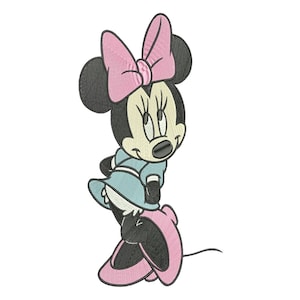Machine embroidery design. Mouse with a bow. Cartoon mouse.