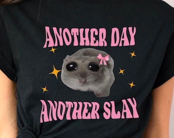 Cute Twinkle Sad Hamster Shirt, Another Day Another Stay, Meme Tee. Funny TShirt, Unisex