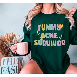 Tummy Ache Survivor Sweatshirt: Floral Twinkle Pastel Design