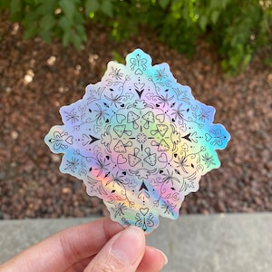 Mushroom Mandala Holographic Sticker | Stickers for Hydroflask, Laptop | Waterproof Stickers | Original Art