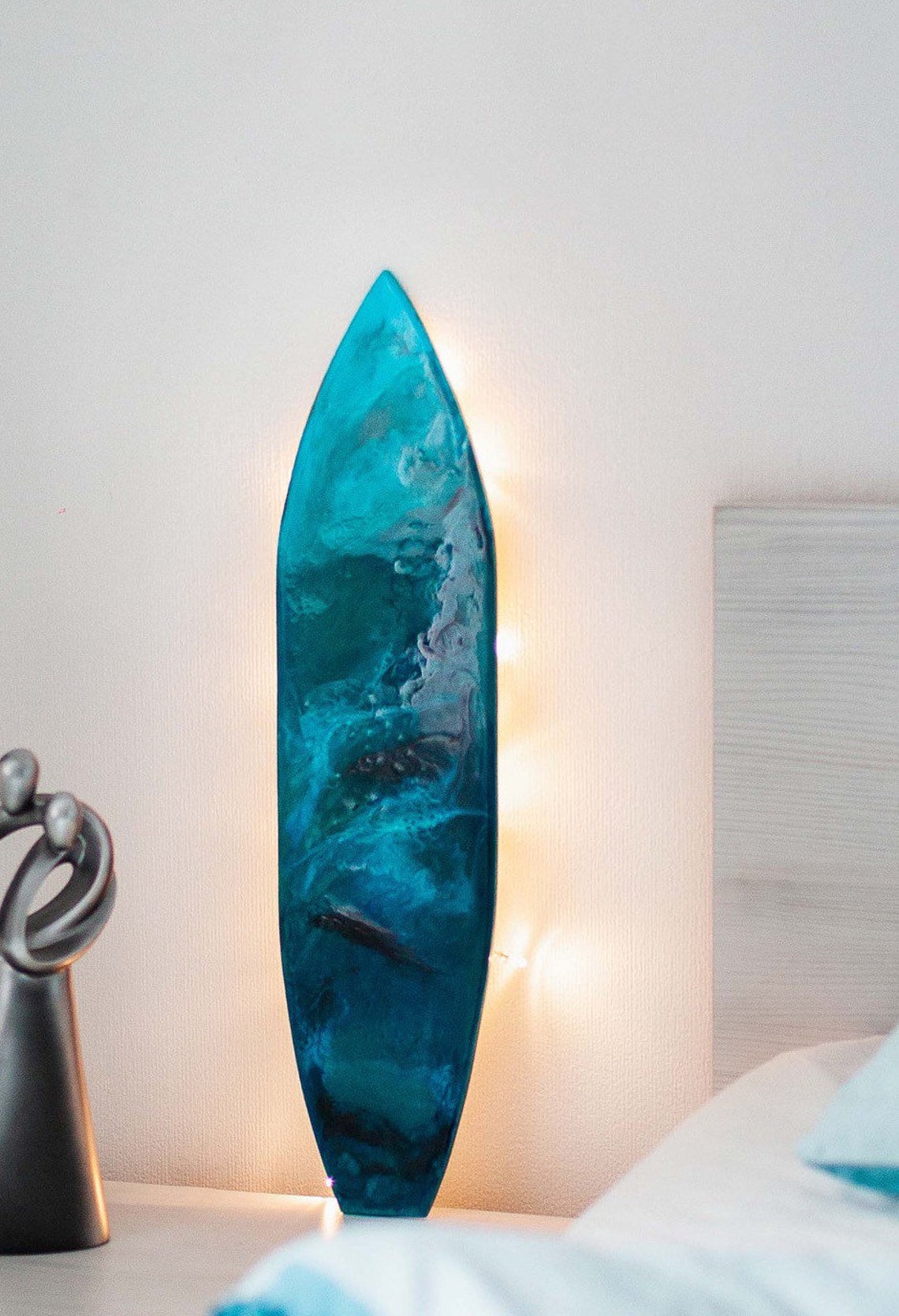Surfboard Night Light with Ocean print Sea home decor Etsy