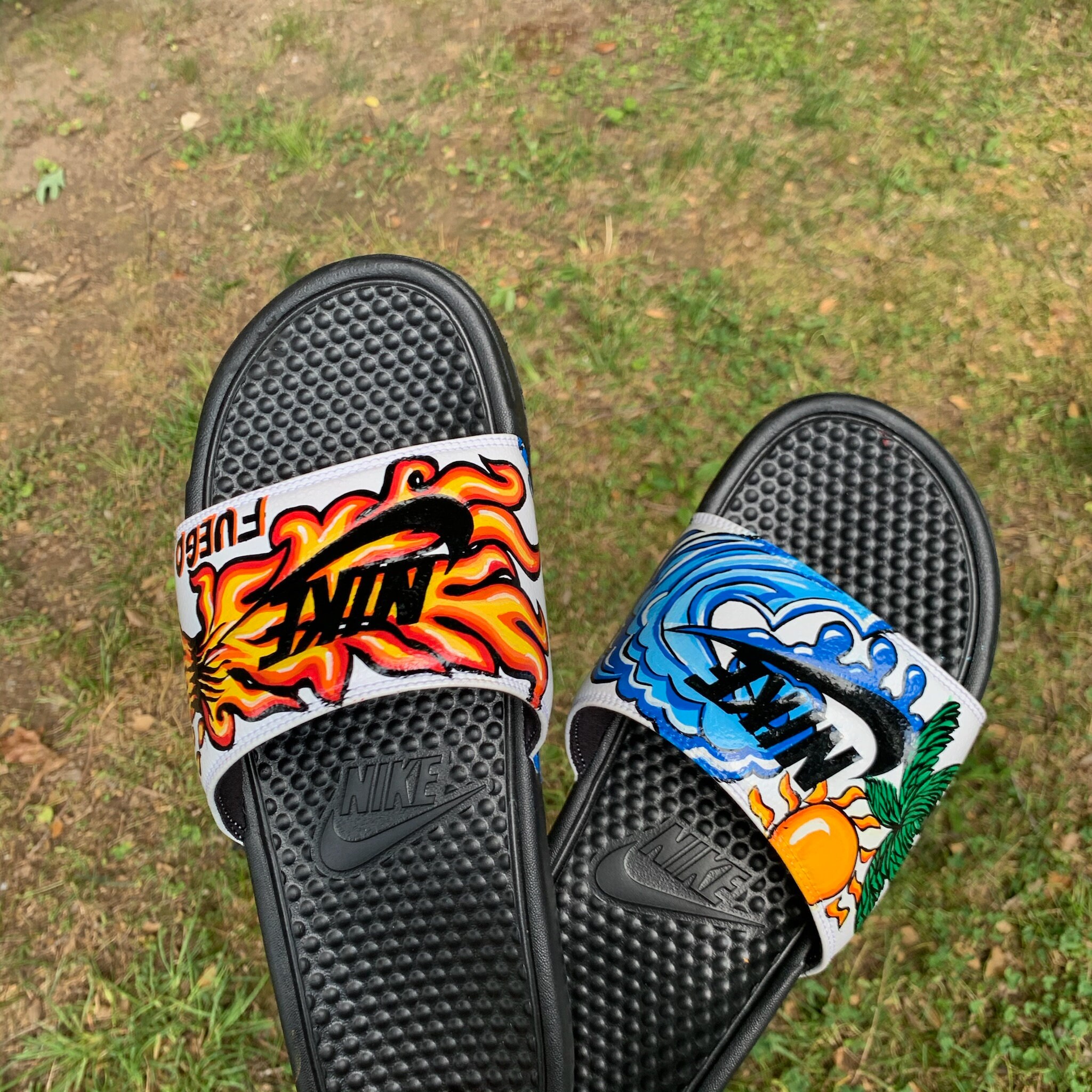 Custom red and gold Nike slides 8dbcdadb-ec34-46b2-8c63-  main image 2