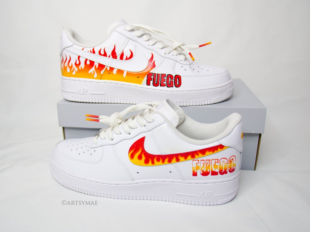 Nike Air Force 1 Cartoon Orange Laces 🍊 Zig Zag Custom White Shoes  Sneakers Men