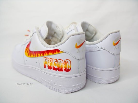 bendición lote espina Nike Air Force 1 Fire Fuego Personalizada Rojo Amarillo - Etsy España