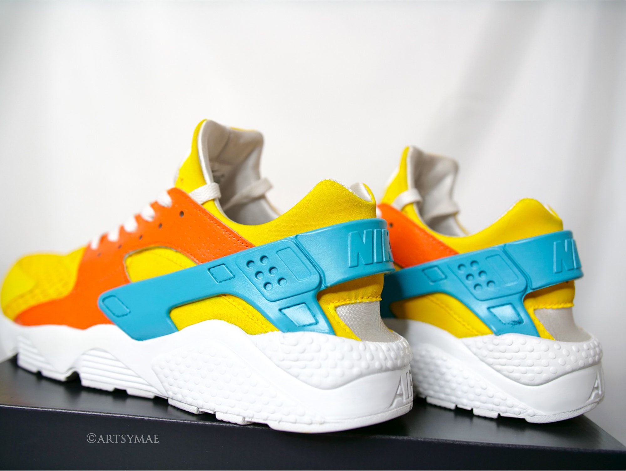 Nike Huarache Custom Painted Anime Blu Arancione Giallo Etsy