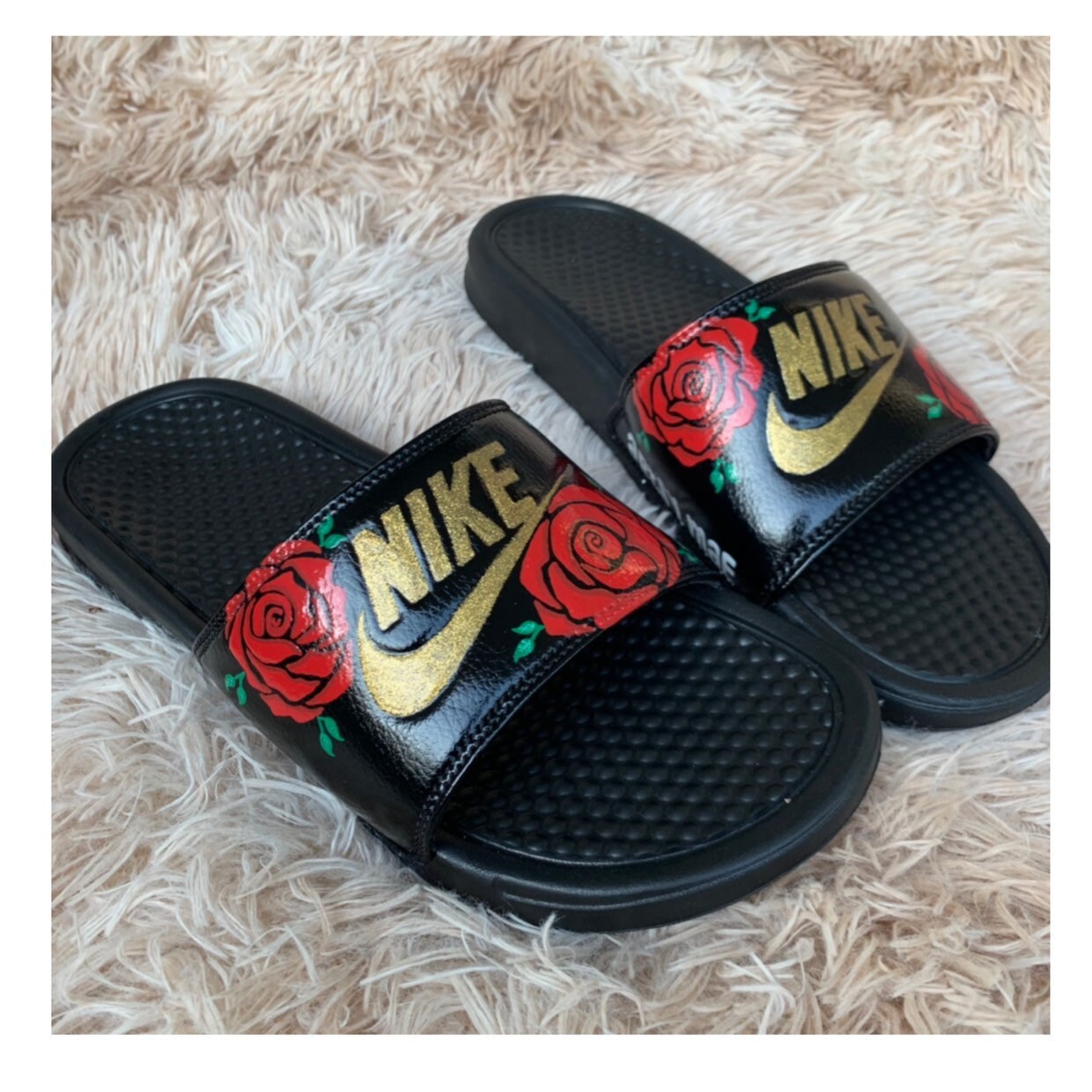 Rose Nike Slides Etsy