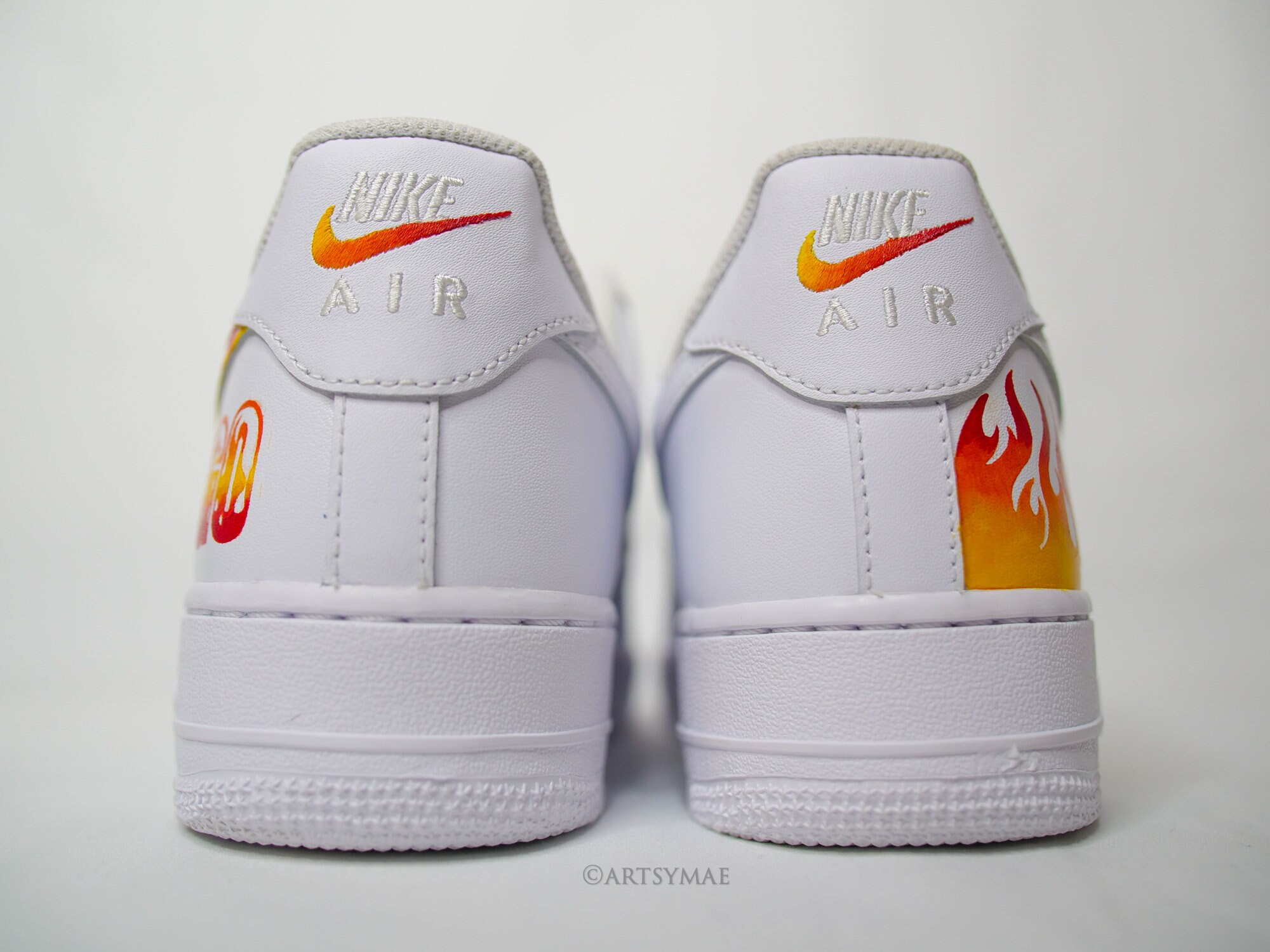 Custom Nike Air Force 1 Fire Fuego Red Yellow Orange and White