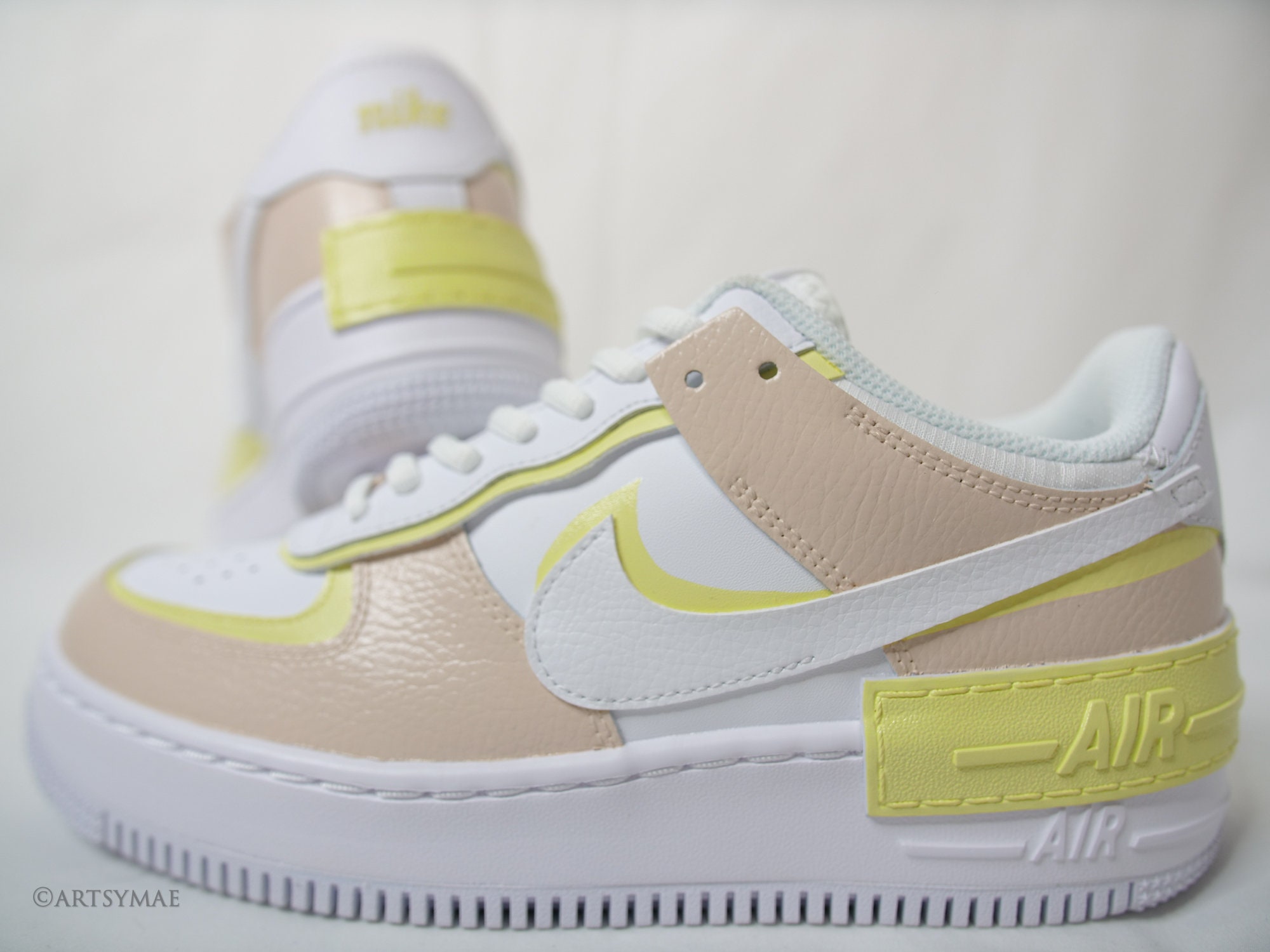 Custom Nike Air Force 1 Shadow Beige Yellow Sunshine Summer 2021