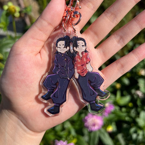 Jujutsu Embroidered Keytag - Itadori Yuji and Sukuna Anime Double Sided  Keychain 