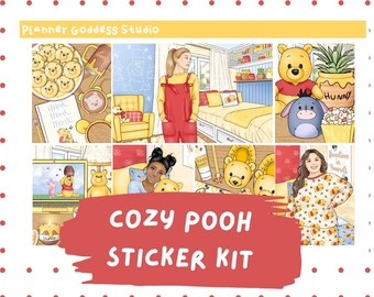 Kit de pegatinas para agenda semanal de Cozy Pooh (descarga digital)