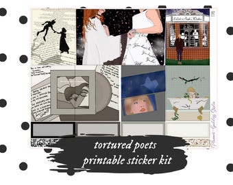 Kit de pegatinas semanales de "Poetas Torturados" / Pegatinas imprimibles para agenda (Descarga digital)