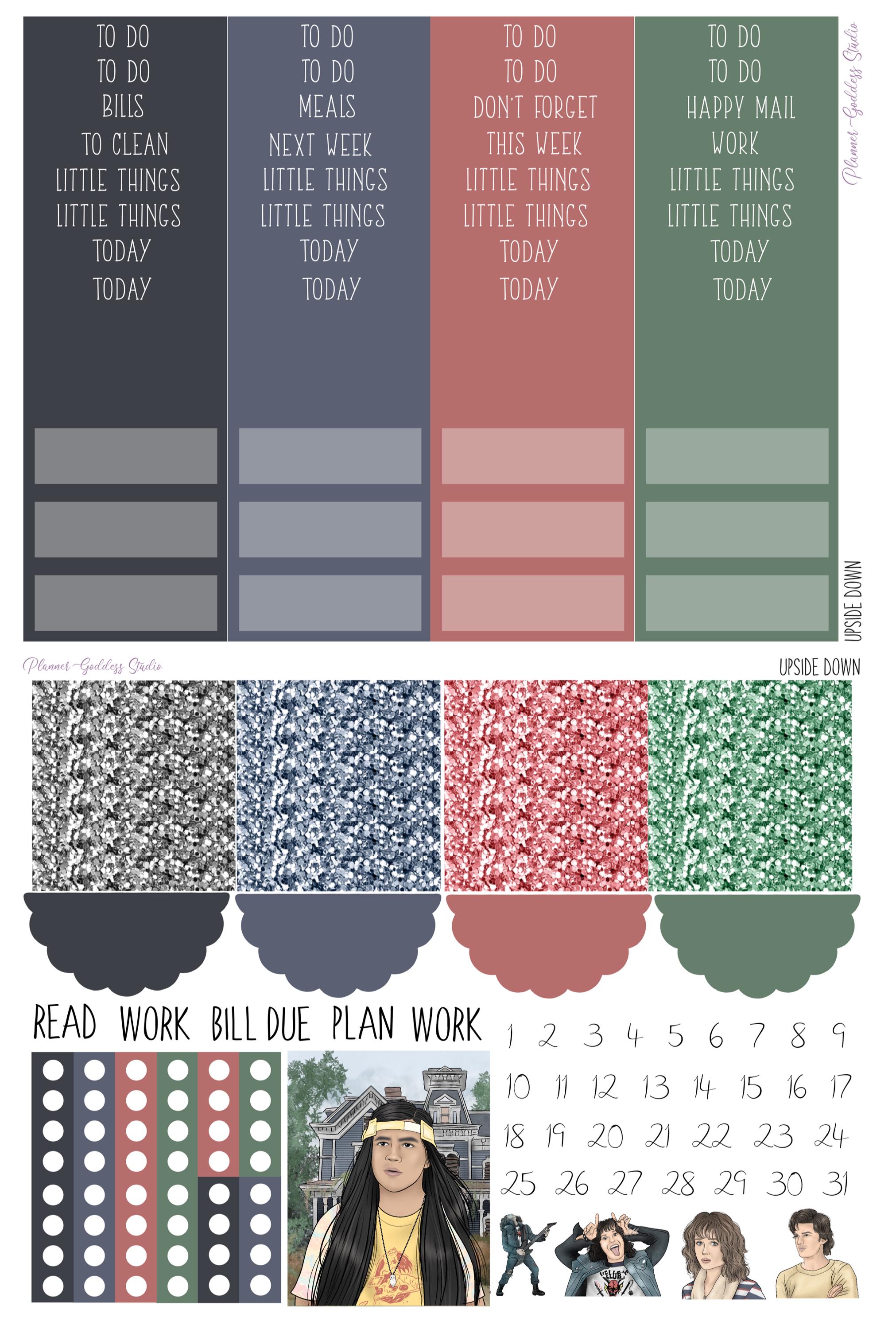 Stranger Things Checklist Stranger Things Weekly Planner Stickers | Printable Kit (digital ...