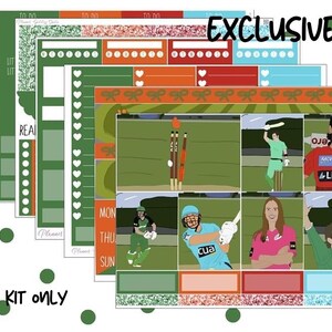 May include: A digital planner kit with a cricket theme. The kit includes a variety of stickers, boxes, and other planner elements. The stickers feature cricket players, bats, balls, and other cricket-related imagery. The kit is designed to help you plan your day and stay organized.
