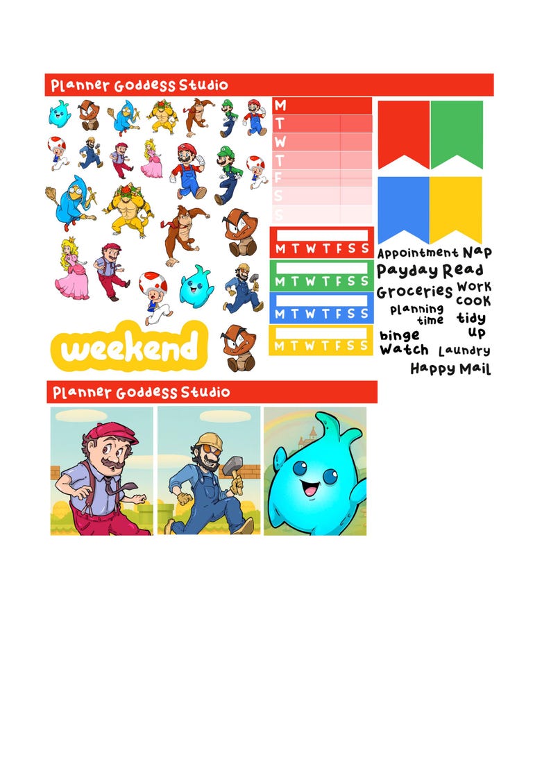 Plumber Bros Sticker Kit | Printable Weekly Planner (digital Download ...