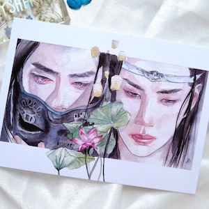 The Untamed MDZS WangXian Watercolor Art Print/Poster, Matte A5 A4, Mo Dao Zu Shi, Wei Wuxian, Lan Wangji, Xiao Zhan, Wang Yibo, Fanart