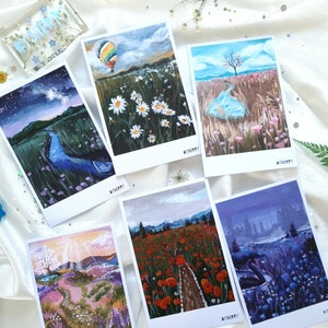 Set di cartoline paesaggistiche BTS, Fanart, cartolina fotografica, regalo, estetica, guazzo, arte, cigno nero, soggiorno oro, Mikrokosmos, giornata di primavera