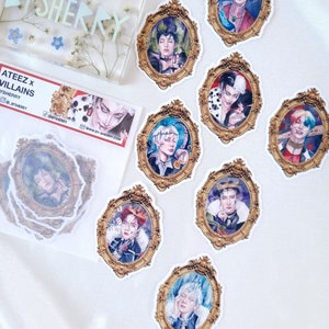 ATEEZ X VILLAINS Sticker Pack, Tous les 8 membres, Aquarelle Art, Autocollants, Hongjoon, Mingi, Wooyoung, San, Yeosang, Jongho, Yunho, Seonghwa