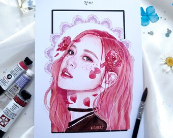 Blackpink Watercolor fanart, 300gsm Matte A5 Print, K-Pop, Jennie Kim, Rose, Lisa, Jisoo, Rosé