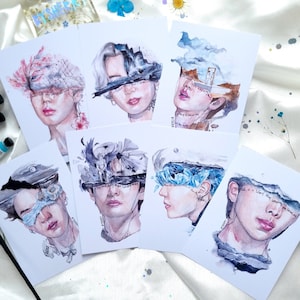 BTS Watercolor Art A5 /A6 Print, Poster, Namjoon, Jungkook, Jin, RM, Jimin, Suga, Yoongi, Taehyung, J-Hope, Pintura, K-Pop, Presente, EXÉRCITO