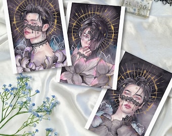 LACE&GOLD Aquarell Art Print/Poster, Stray Kids Felix, Ateez Seonghwa, Yeonjun, Fanart, Matte A5 A4, K-Pop, Geschenk, Stay, atiny, moa