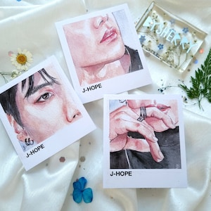 3er Set BTS J-Hope Aquarell Fotokarte Fanart, Drucke, Fotokarte, Geschenk, Aesthetic, Jung Hoseok, Hobi