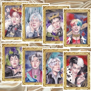 ATEEZ x VILLAINS Watercolor Art A5 / A6 Print, Poster, Hongjoong, San, Mingi, Seonghwa, Jongho, Yunho, Yeosang, Wooyoung, K-Pop, Gift, ATINY
