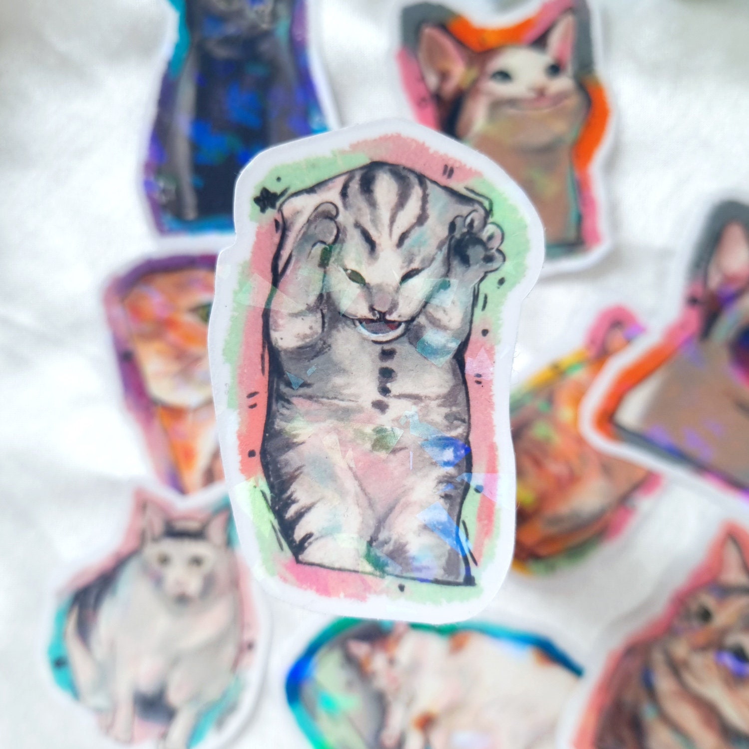 Cat Meme Vinyl Stickers, Glossy, Cute, Huh Pop Sad Talking Cat - Etsy UK