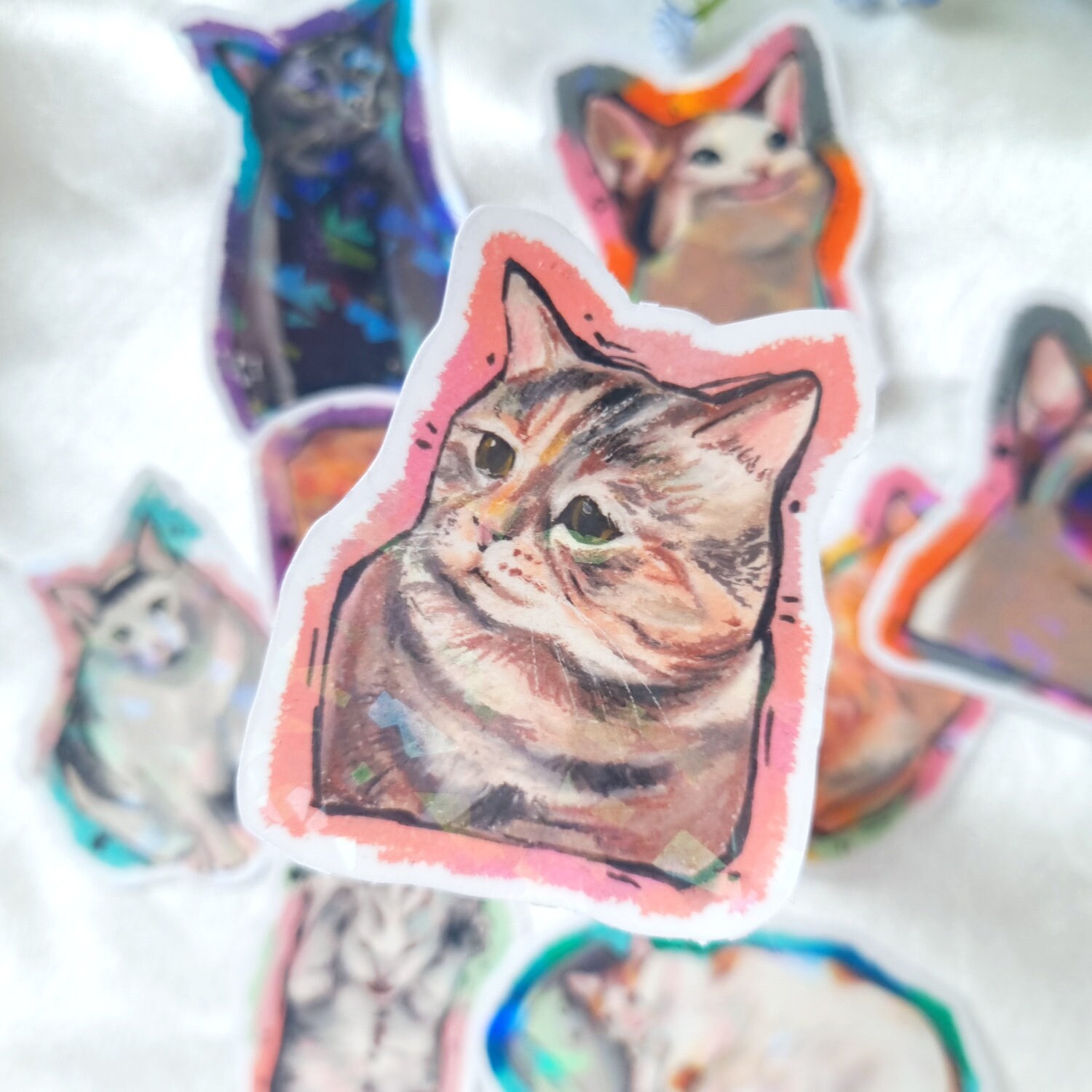 Cat Meme Vinyl Stickers, Glossy, Cute, Huh Pop Sad Talking Cat - Etsy UK