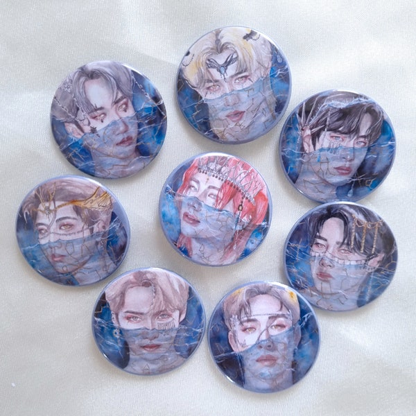 STRAY KIDS 38mm Button Badge, Han, Bangchan, Hyunjin, Seungmin, Felix, Lee know, Changbin, I.N, K-Pop, Gift, STAY