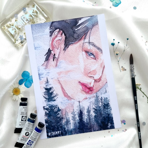 Bts Jungkook Life Goes On Watercolour Fanart Matte A5 Art | Etsy