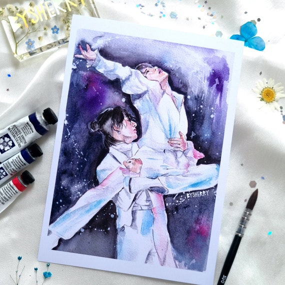 BTS ジミン ジョングク ブラックスワンダンス 水彩アート
