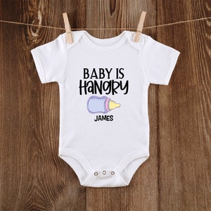 Cute Baby Is Hungry Personalized Baby Name Onesie® Custom Baby Is Hungry Baby Name Onesie® Baby Shower Onesie® Newborn Baby Onesie